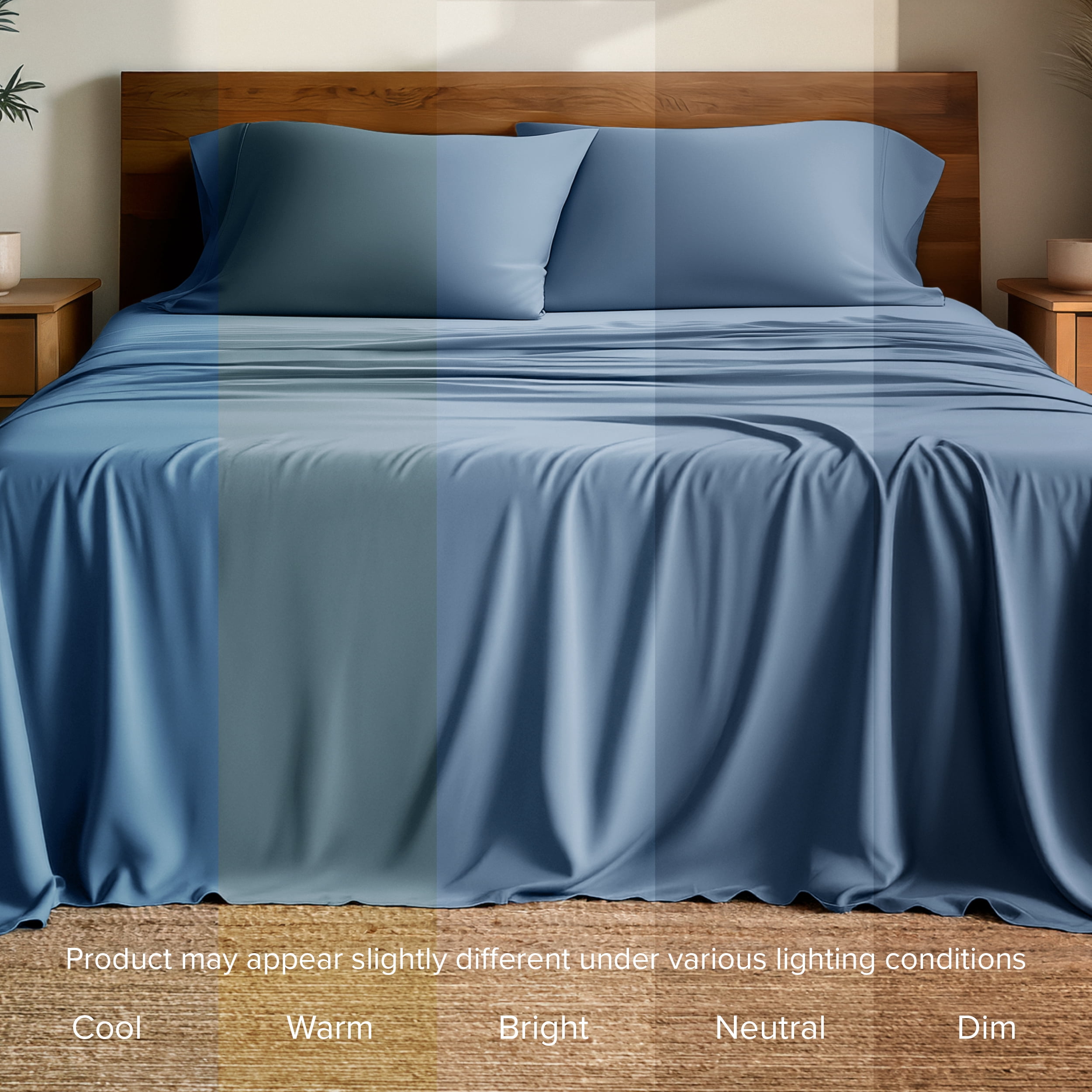 Bare Home Bamboo Sheet Set - Made from Rayon Fibers - Deep Pockets - 3 Piece - Twin XL, Coronet Blue