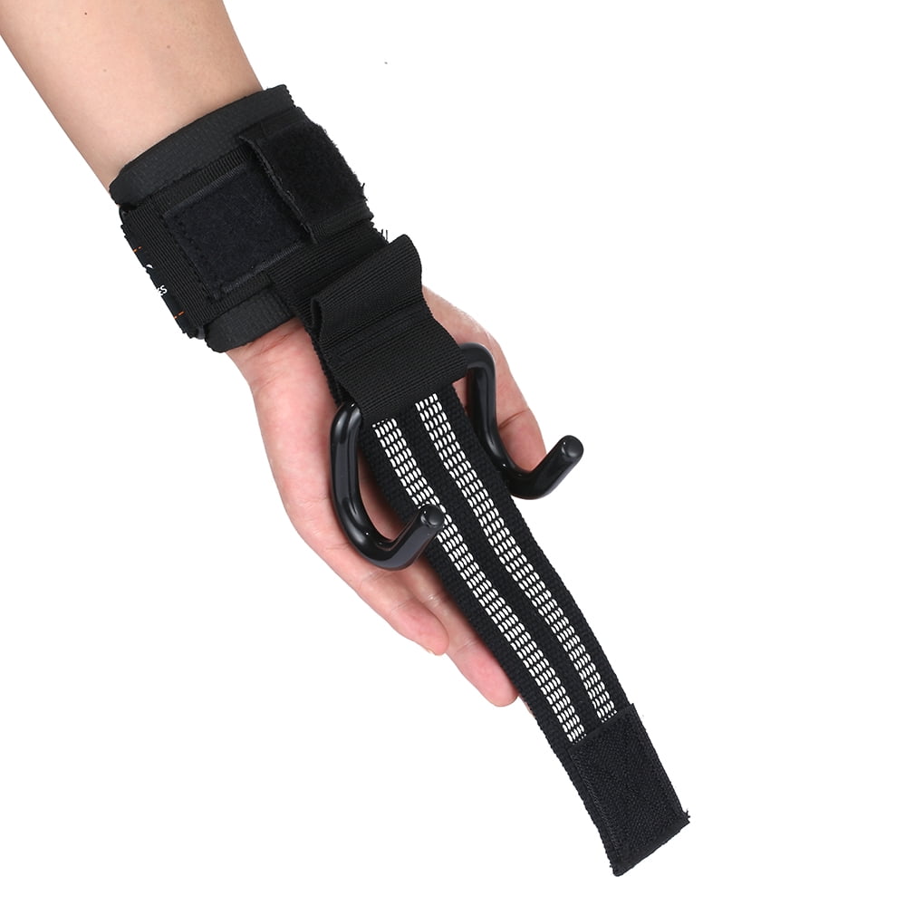 GOGHOST Weight Lifting Hooks Heavy Duty Weight Lifting Steel Hooks for Weightlifting, Powerlifting, Bodybuilding & Deadlift - Neoprene Padded Wrist Wraps Provides Support for Men & Women