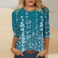 thumbnail image 1 of Xihbxyly Blouses pour Femmes Manches 3/4 Mode Féminine Col Rond Rétro Imprimé de Pâques Hauts Amples Blouse Offres du Jour, 1 of 4