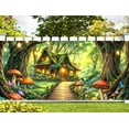 thumbnail image 4 of Enchanted Forest Garage Door Decorations Background Mushroom Butterfly Garden Fairy Tale Spring Wonderland Jungle House Grass Girls Birthday Photography Backdrops Decor Banner Cover 16X7FT, 4 of 5