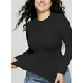 thumbnail image 4 of Women's Inbarely Soft Long Sleeve Tops Crew Neck Slim Fit Basic Casual Going Out Tees Shirts, 4 of 5