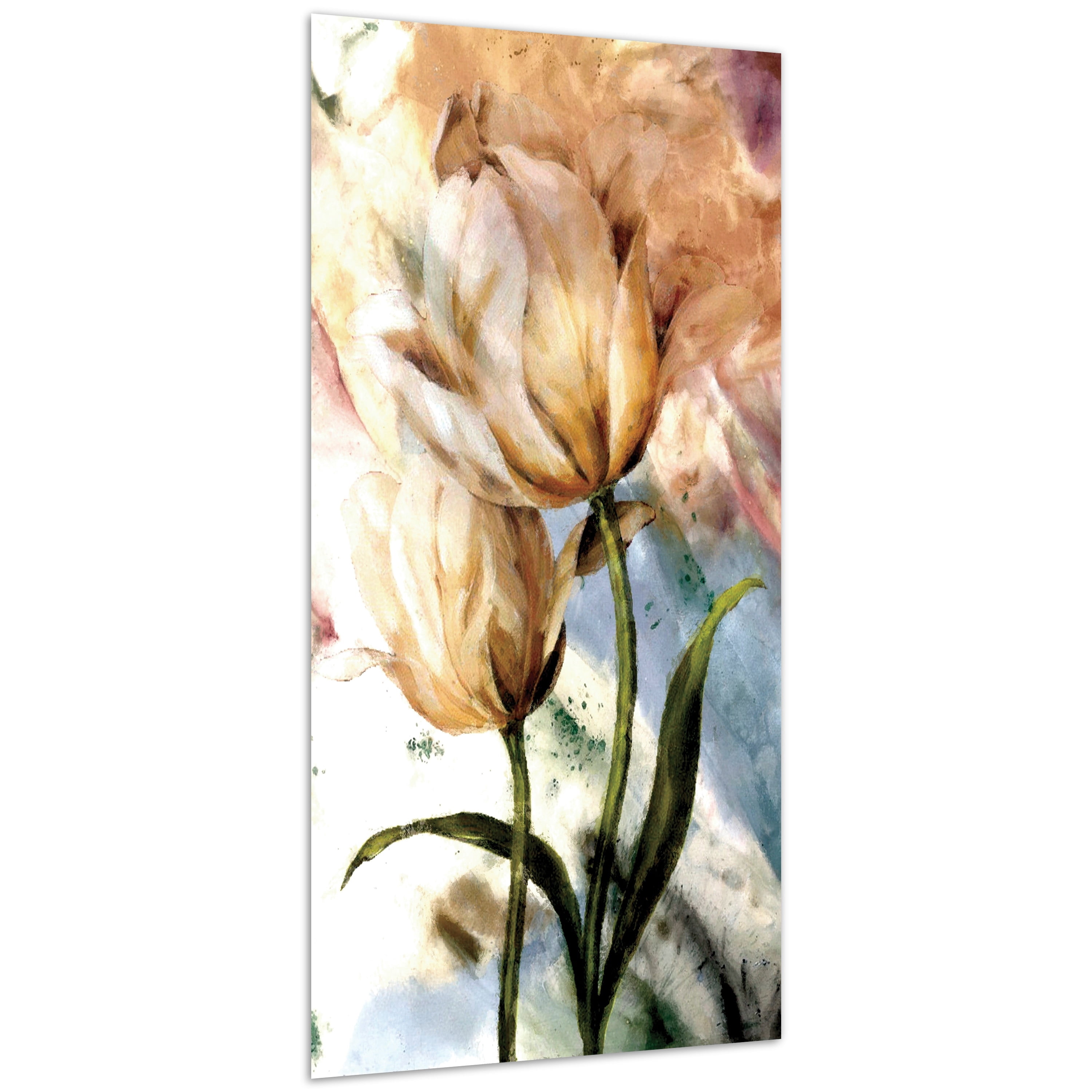 "Pastel Fleur I" Frameless Free Floating Reverse Printed Tempered Glass Wall Art