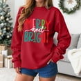 thumbnail image 2 of zaveiop Christmas Sweatshirts for Women Merry and Bright Sweatshirt Vintage Crewneck Long Sleeve Pullover Tops (Red, XL), 2 of 6