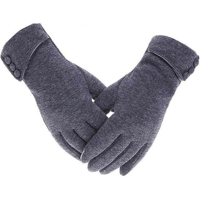 Guantes de invierno cálidos para mujer, resistentes al viento, con forro grueso y pantalla táctil para teléfono (gris)