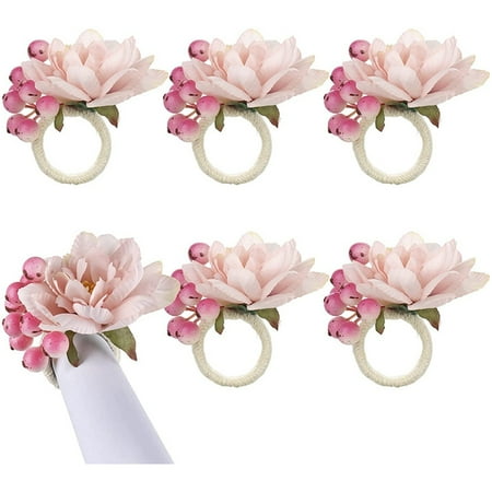 

Flower Napkin Rings 6Pcs Napkin Rings Holder Spring Floral Serviette Buckles Holder Table Decorations A