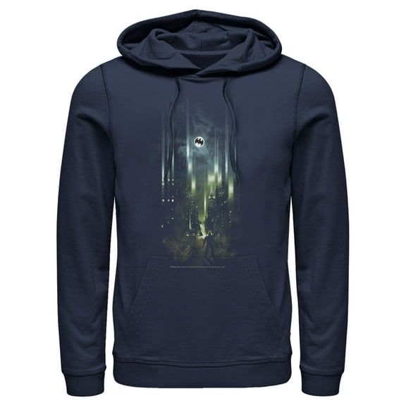 Men's Batman Gotham City Signal Pull Over Hoodie Navy Blue Large