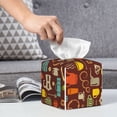 thumbnail image 6 of Kdxio Retro Coffee Print Tissue Box Cover,Square Decorative PU Leather Facial Paper Case Organizer Holder Dispenser for Bathroom,Night Stands,Desk,Car 5.2''X5.2''X5.2'', 6 of 8