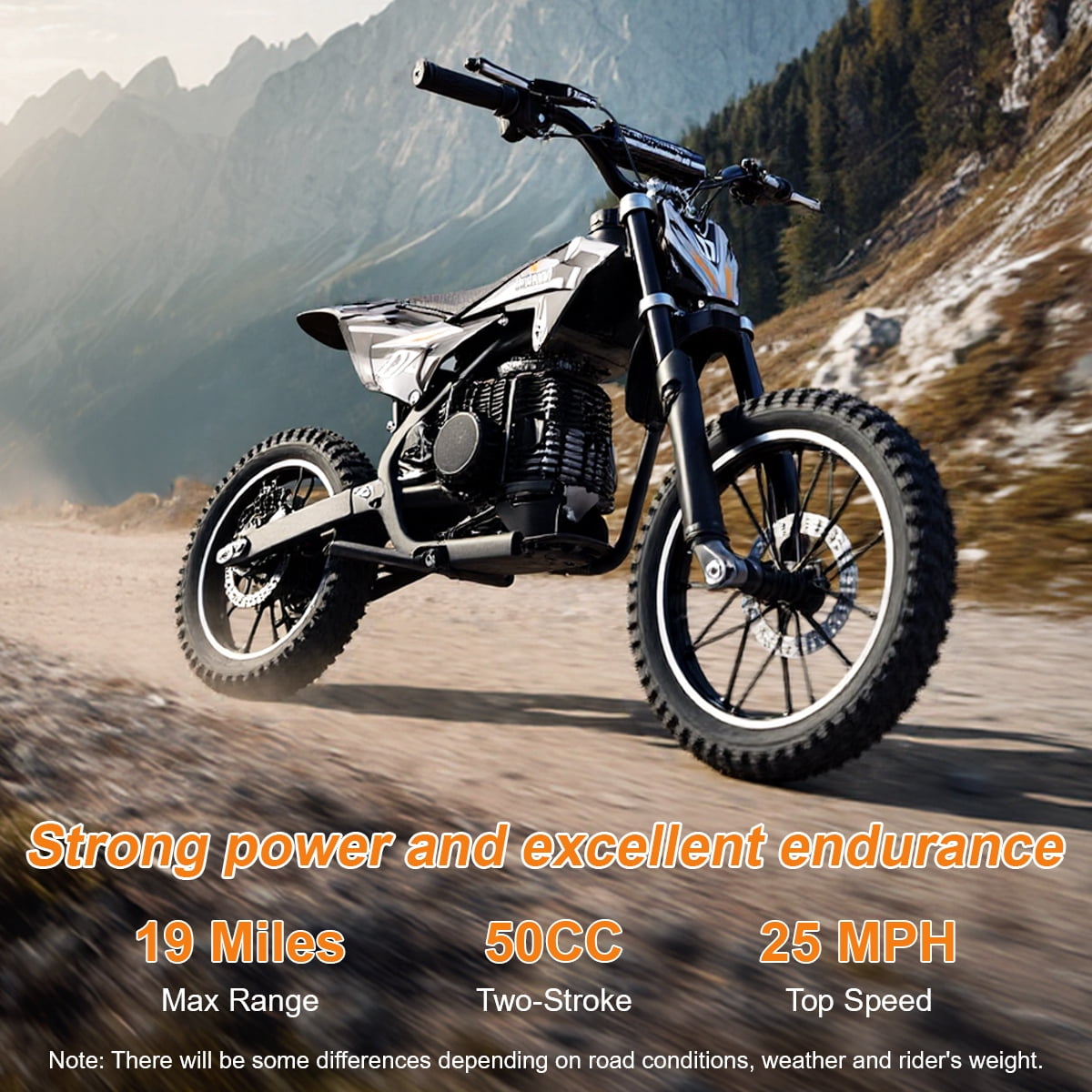 SAY YEAH Dirt Bike,50CC Gas Powered Off Road Dirt Bike for Kids 8-13,Weight Support Up to 200 LBS,25MPH Top Speed,Gray