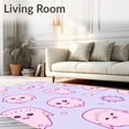 thumbnail image 2 of ODIKA 4'x6' Machine Washable Non-Slip Area Rug, Kawaii Spirit Doodles with Sparkling Starburst and Smiling Ghost Motifs High Traffic Rug with Pad, Purple, 725619, 2 of 8