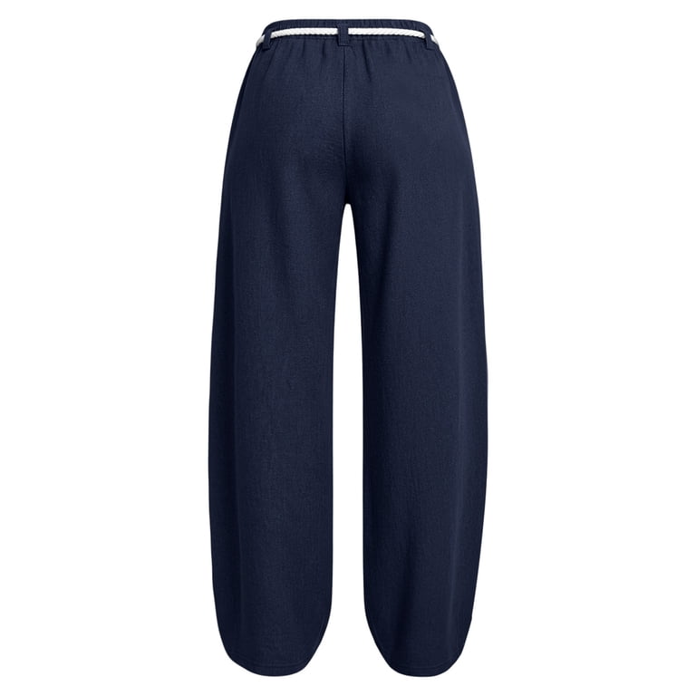 Cekizud Sweatpants Women Linen Wide Leg Pants Elastic Waist