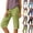 25# Army Green, variant on Womens Bermuda Shorts Cotton Linen Knee Length Drawstring Elastic Waist Baggy Capris Loose Summer Beach Shorts for Seniors,Army Green S