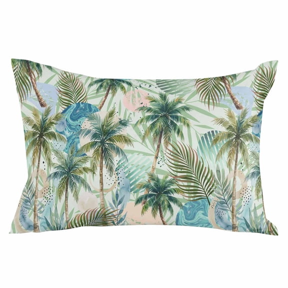 Tropical Plants Throw Pillow Cover 20 x 30 Inch Decorative Pillow Cover Summer Coastal Beach Coconut Tree Green Lumbar Pillowcase Seasonal Rectangle Cushion Case for Couch Sofa Bed Living Room