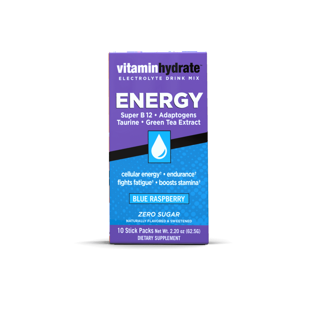 Vitamin Hydrate Electrolyte Drink Mix, Energy, Blue Raspberry, Zero