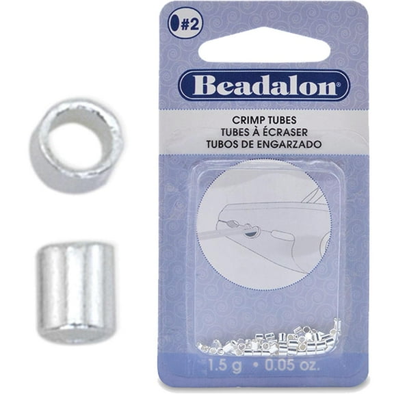 Beadalon Crimp Tubes, Silver-Plated 1.8mm, 1.5g Bag (Approx. 46/Pkg.)