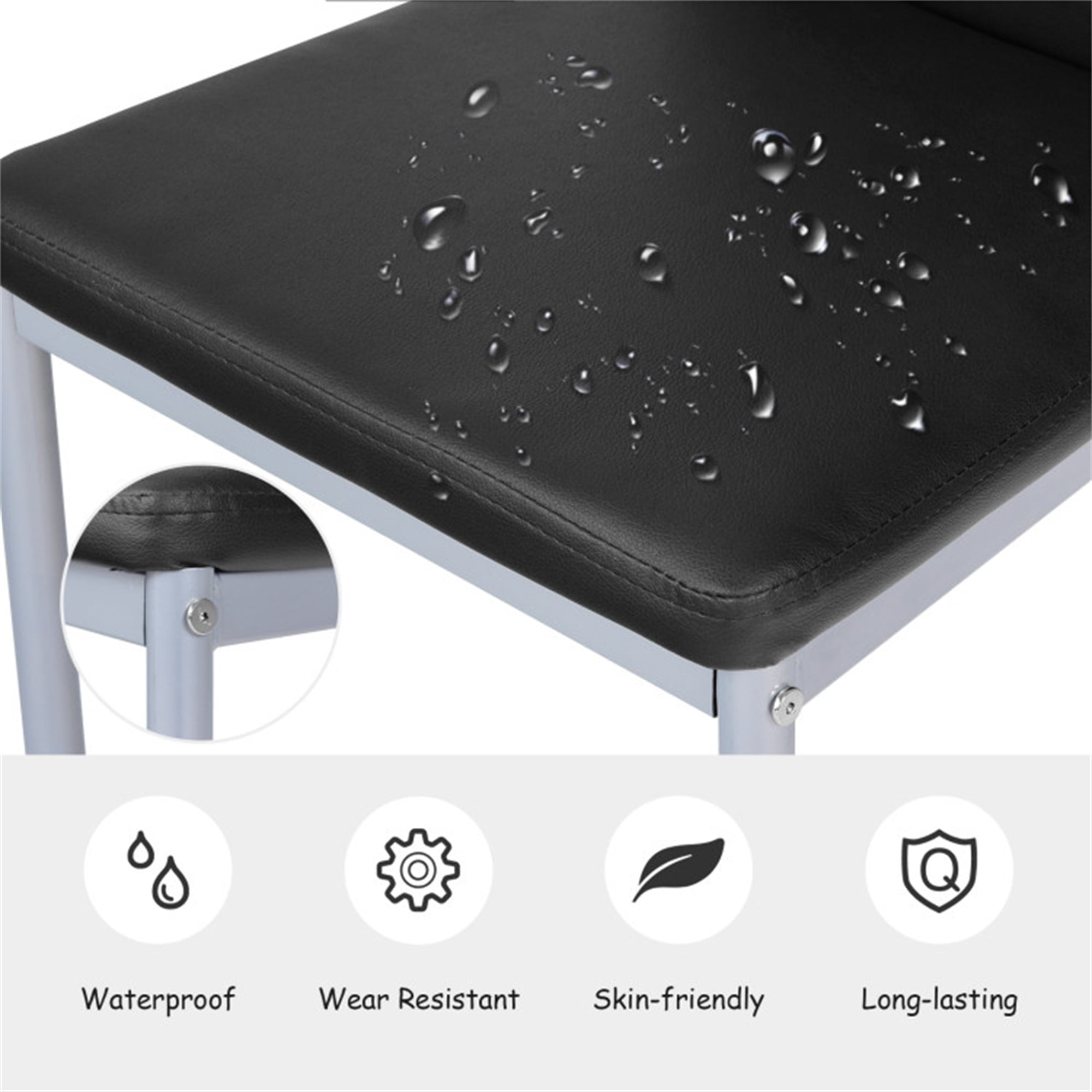 Demi Bonn Set of 4 PVC Leather Dining Side Chairs Elegant Design for Dining Room Living Room, Black