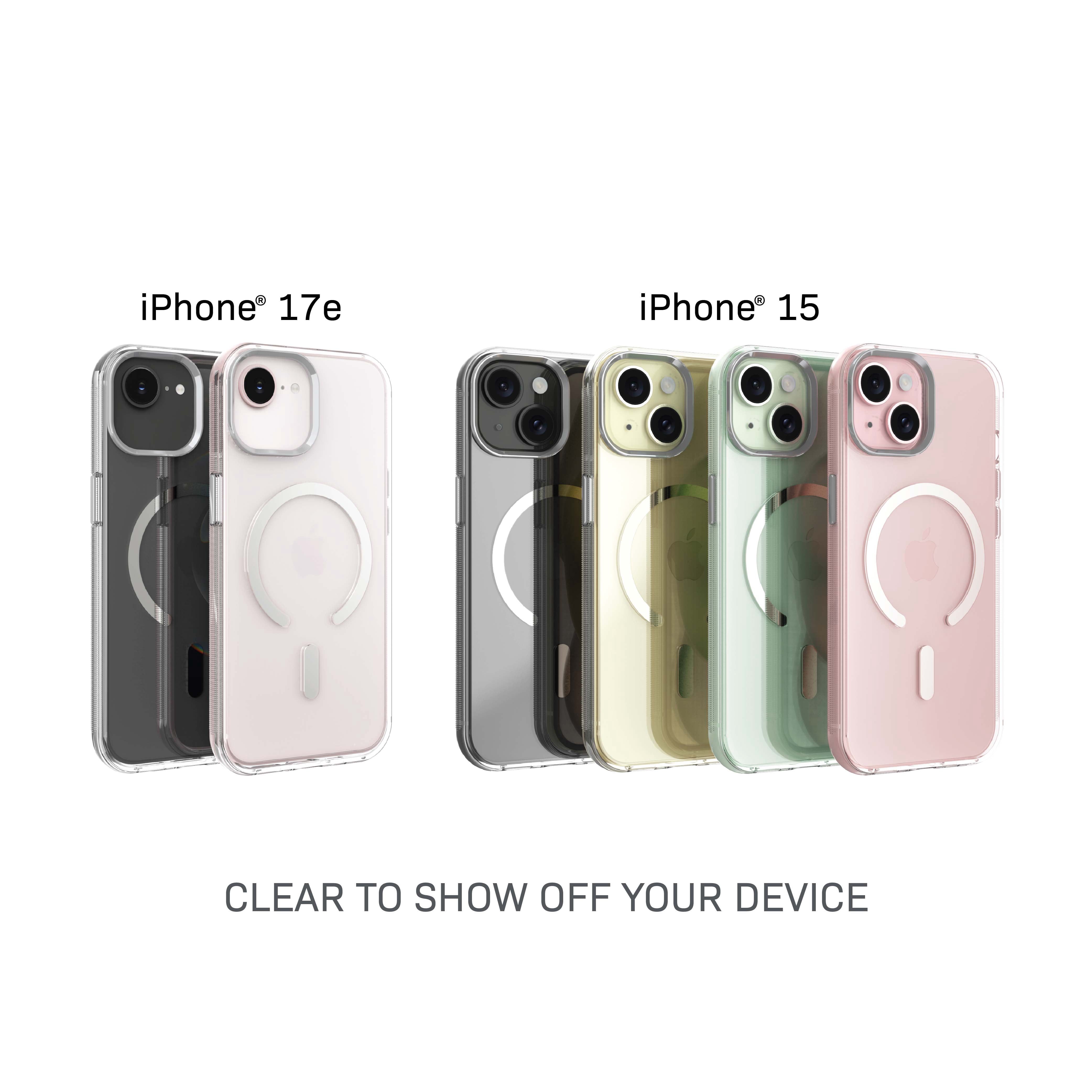 Body Glove Reflector Phone Case for iPhone 17e / 16e / 15 / 14 / 13, MagSafe Compatible - Clear/Silver