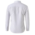 thumbnail image 4 of Mens Vertical Stripe Long Sleeve Shirt Button Down Collar Dress Shirt Slim Fit Business Casual Shirt White 2XL, 4 of 4