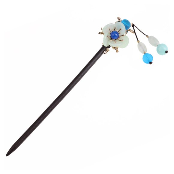 EeaseCA 1Pc Retro Hairpin Crystal Headwear Wooden Hair Chopstick for Long Hair Model
