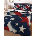 thumbnail image 3 of Quilts Twin Size Bedding Set, 4th of July Lightweight Quilted Comforter, Independence Day Patriotic Red Blue Stars Soft Reversible Bedspread Coverlet with Pillow Covers for All Season, 68" x 86", 3 of 7