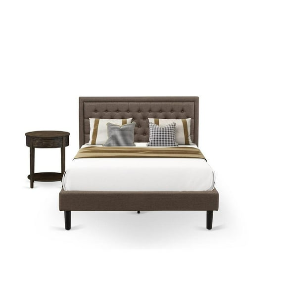 East West Furniture Kendall 2-Piece Wood Queen Bedroom Set in Brown/Jacobean