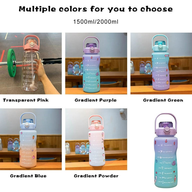2L/64 OZ Pastel Gradient Aesthetic Water Bottle w/ Straw BPA-Free Back to  School