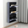thumbnail image 2 of Miumaeov 3 Drawer Shoe Storage Cabinet - Wall Mounted & No-Assembly Metal Shoe Cabinet for Entryway, Hallway, and Corridor, Holds 9 Pair Shoes (Grey), 2 of 13
