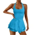 thumbnail image 7 of Women's Sleeveless Back Cross Jumpsuit Romper, Summer Breathable Comfortable Sports Yoga Tennis Dress, Solid Color Outdoor Athletic Casual Wear | Aestivo,Black L, 7 of 7