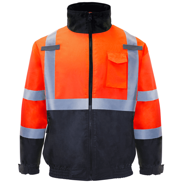 JORESTECH Hi Vis Safety Bomber Jacket ANSI Class 3 Orange 3XL