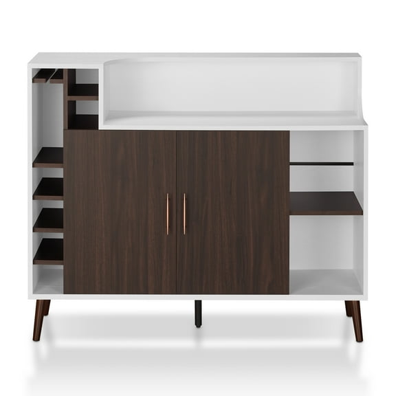 Furniture of America Shecklin Multi-Storage Buffet Server, White and Wenge
