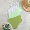 thumbnail image 4 of WREESH Women's Color Block One Piece Swimsuit - Asymmetrical One Shoulder Adjustable Strap Swimsuit Athletic Bathing Suit Green, 4 of 7