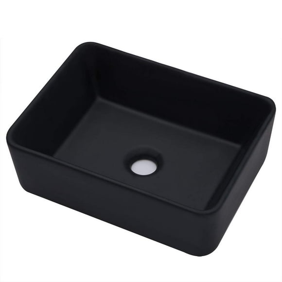 Kichae Évier Rectangulaire 16 Pouces"X12 Pouces" pour Récipient - Moderne au-Dessus de Porcelaine Noire Mate en Céramique, Bol d'Évier de Meuble-Lavabo de Salle de Bain, Bassin Artistique