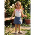 thumbnail image 6 of BemeyourBBs Toddler Baby Girl Summer Clothes Kids Baby Girl 2 Piece Cherry Denim Outfits Cherry Decor Lapel V-Neck Tank Vest Tops Jeans Denim Shorts Skirt Skorts Set, 6 of 9