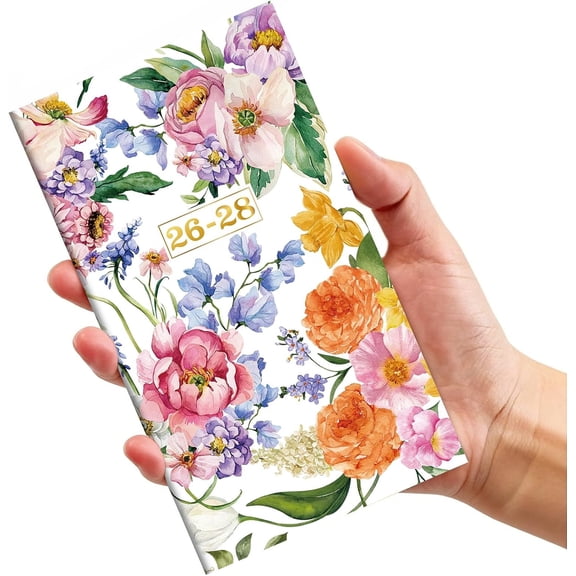 Pocket Calendar 2026-2028 - Monthly Planner 2026-2028,July 2026 - June 2028, 24 Monthly Planner with Printed Colorful Tabs, Notes Pages, for purse & pocket,A6 (6.5" x 3.5") - Floral