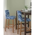 thumbnail image 2 of Navy Blue Coastal Bar Stool Covers Set of 4, Summer Beach Nautical Starfish Coral Vintage Stretch Bar Chair Covers with Backs, Removable Pub Counter Height Chair Cover for Kitchen Dining Room Cafe, 2 of 7