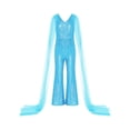 thumbnail image 3 of TiaoBug Kids Girls Sequins Jumpsuit Wide Leg Pants V Neck Cape Princess Party Ball Gown Light Blue 12, 3 of 5