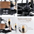thumbnail image 5 of Kviflon 39.5 Inch Rustic Farmhouse Caged Ceiling Fan with Light, Black Vintage Industrial Chandelier Quiet DC Motor Remote for Dining Room Kitchen, 5 of 6
