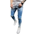 thumbnail image 3 of Kmbangi Men? s Ripped Jeans Gradient Color High Waist Trousers Long Pants, 3 of 9
