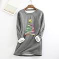 thumbnail image 1 of Meichang Chandail en Molleton en Molleton pour Femmes Grande Taille Graphique Arbre de Noël Doublé Sherpa Chandail en Molleton Hiver Chaud Manches Longues Col Rond Chandail Chandail en Molleton Gris Foncé L, 1 of 4