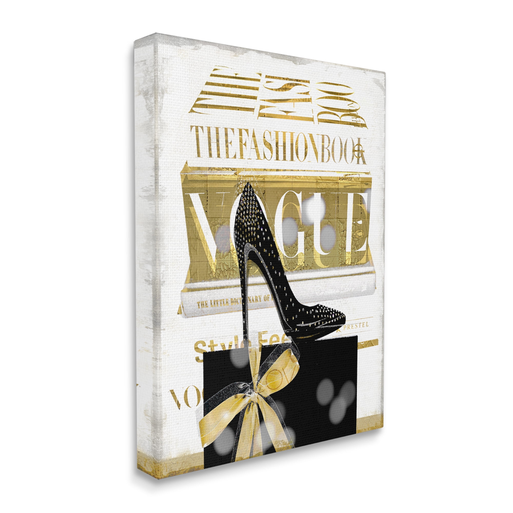 Stupell Fashion Books Stacked Glam Heels Beauty & Fashion Painting Gallery Wrapped Canvas Print Wall Art