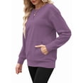 thumbnail image 4 of TARAINYA Women Long Sleeve Oversized Sweatshirt Casual Crewneck Pullover Kangaroo Pockets X Decoration, 4 of 9