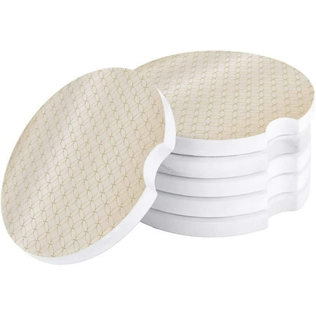 

FMSHPON Golden Simple Circular Pattern Set of 4 Car Coaster for Drinks Absorbent Ceramic Stone Coasters Cup Mat with Cork Base for Home Kitchen Room Coffee Table Bar Decor