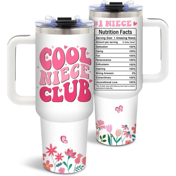 Niece Gifts from Auntie, Birthday Tumbler for Women, Christmas Graduation Gift for Nieces Adult, To My Niece, 40 Oz Tumbler with Handle Lids and Straw Christmas Gifts