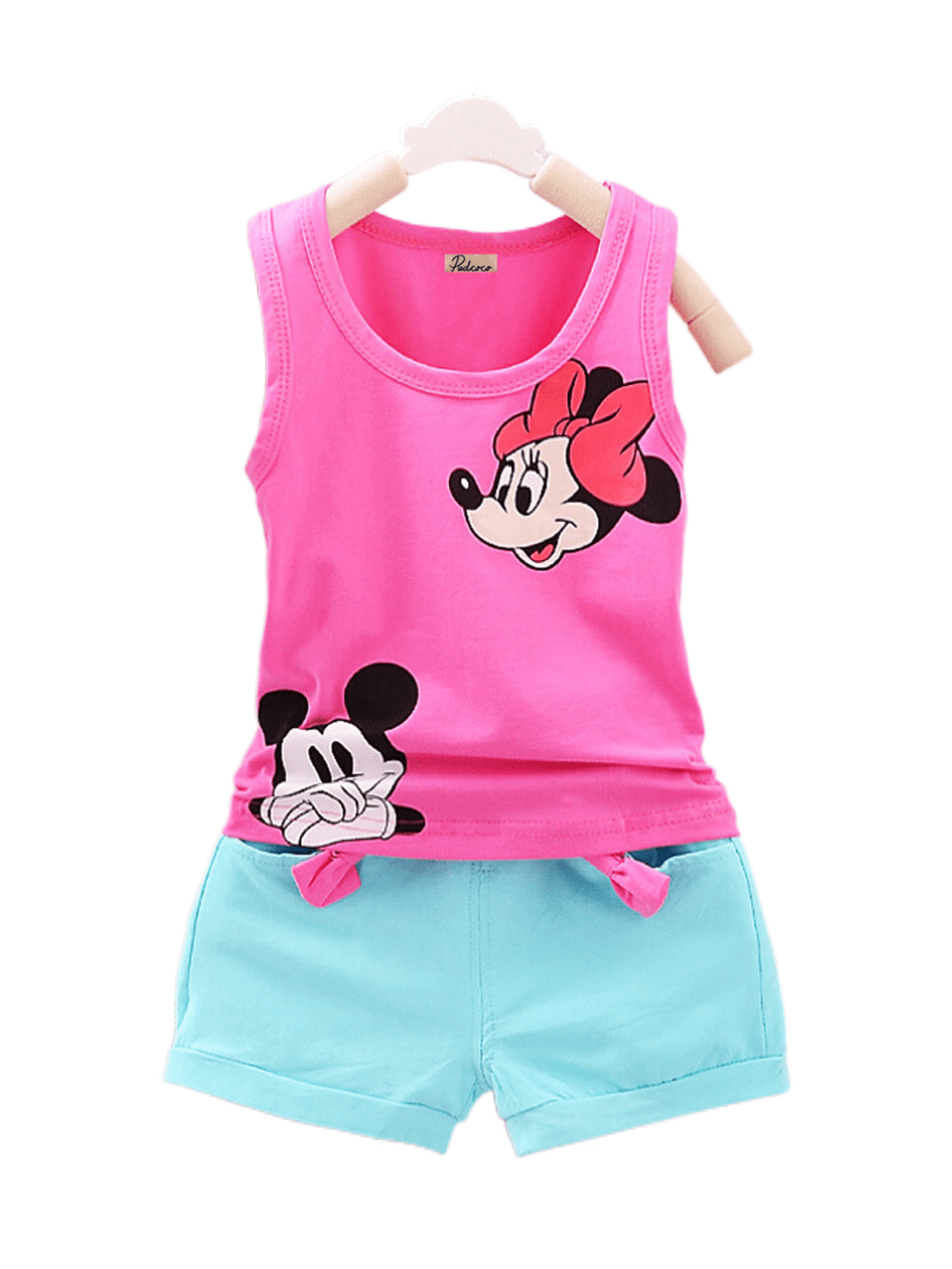 Pudcoco Baby Girl Summer Clothes Set 2 Piece Set Cartoon Minnie Mouse 2-4T Baby 