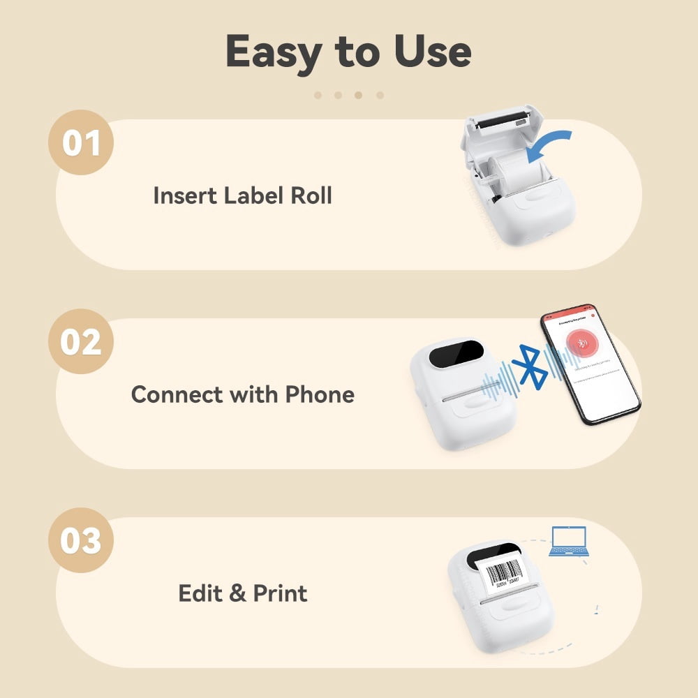 P50 Label Printer Portable Handheld Thermal Printer Mini Barcode QR Code Sticker Paper Label Machine ,Fast-Drying Ink with Crisp Output