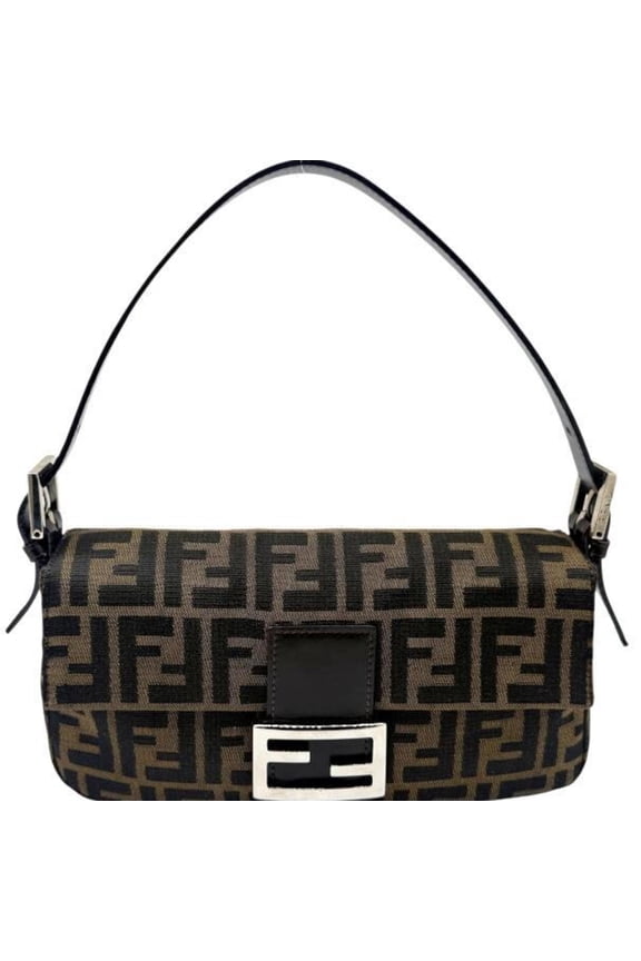 Pre-Owned FENDI Zucca pattern Mamma Bucket canvas and leather brown handbag/pouch FF women's