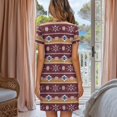 thumbnail image 3 of Yuyamidu Women's Nightgown Short Sleeve Sleepwear Comfy Sleepshirts Button Down Knee-Length House Coat Ethnic Aztec Tribal Style, 3 of 7