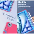 thumbnail image 6 of Dteck Case for iPad Air 11 Inch M3 2025 / M2 2024 Release with Kickstand/Military Grade Heavy Duty Hard Shockproof Soft Silicone Rugged Hybrid Three Layer Protective Stand Cover, Rose+Blue, 6 of 7
