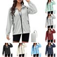 thumbnail image 6 of Windproof Hooded Rain Jackets For Women Lightweight Long Sleeve Zip Up Raincoat Water Resistant Packable Outerwear, 6 of 9