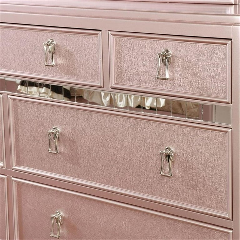 Furniture of America Appell 2-Piece Wood Rose Gold Dresser and Camel Back  Mirror