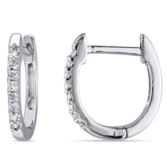 AMOUR 1/10 CT TW Diamond Hoop Earrings In 10K White Gold